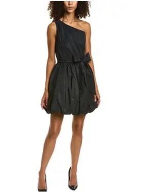 Lilly Pulitzer One-Shoulder Black Bubble-Hem Dress with Side Bow